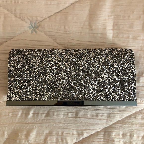 sparkly silver clutch